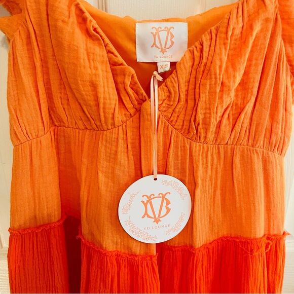Victoria Dunn Orange and White Colorblock Dress - Picture 2 of 7